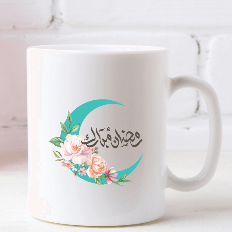 Ramadan Mubarak Måne Blomster Kopp
